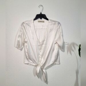 Abercrombie White Satin Blouse